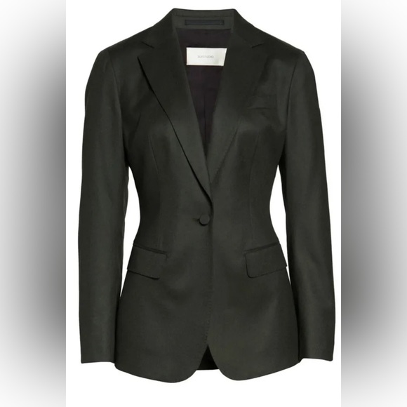 New SUISTUDIO Cameron Single Breasted Wool Blazer Jacket In Chocolate EU42/US10